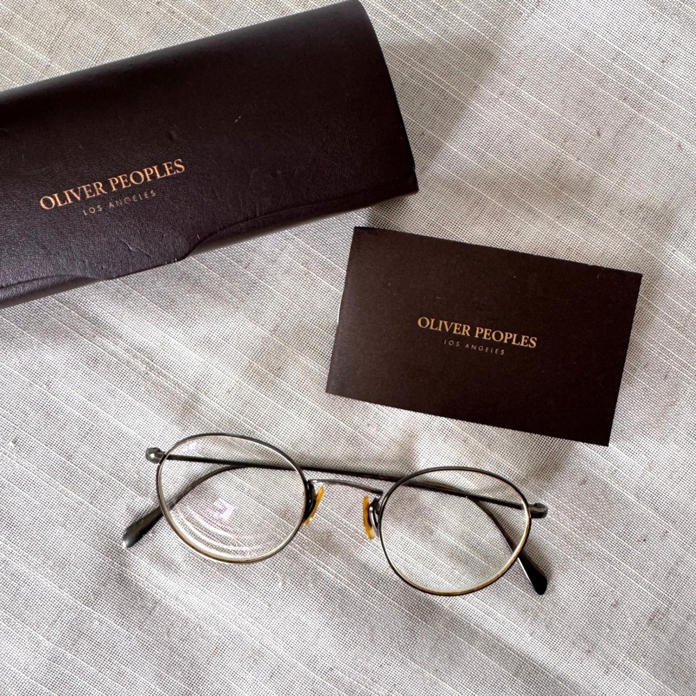 Oliver Peoples Round Metal Eyeglass Frames Gunmetal Filigree Detail Frames Only